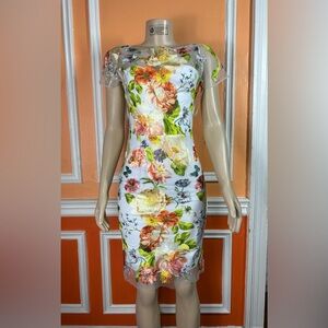 MARCHESA 
Floral-Embroidered Mini Dress